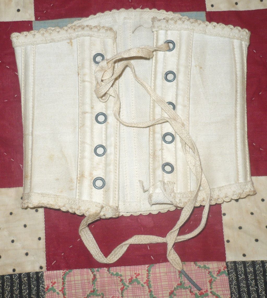 19th C Boned Ivory Linen 5 Grommet Bebe Corset 19th C Boned Ivory Linen 5 Grommet Bebe Corset