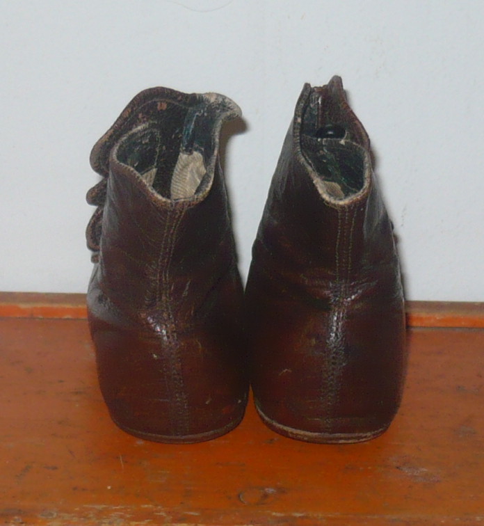 19th Century 5" Brown Leather 5 Button High Tops Greiner or China 19th Century 5" Brown Leather 5 Button High Tops Greiner or China