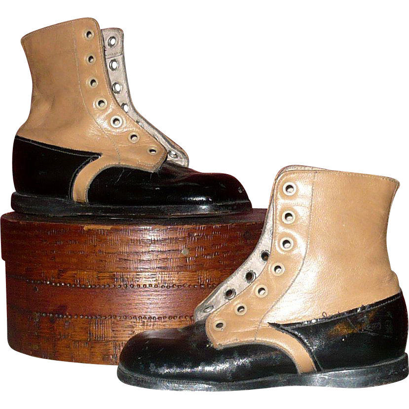 Old 5.5 " Boys Saddle & Black Square Toe High Tops Old 5.5 " Boys Saddle & Black Square Toe High Tops