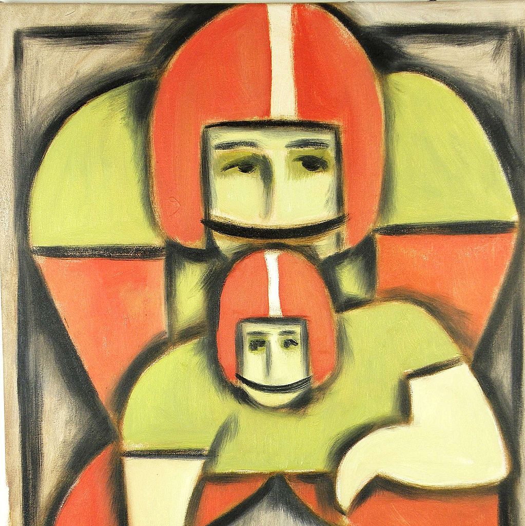 American Art - NFL Football Quarterback: Contemporary Pop Cubist Oil Painting American Art - NFL Football Quarterback: Contemporary Pop Cubist Oil Painting