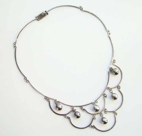 Vintage Taxco Mexico Modernist Choker Necklace Sterling Silver Eagle 3 AMF Vintage Taxco Mexico Modernist Choker Necklace Sterling Silver Eagle 3 AMF