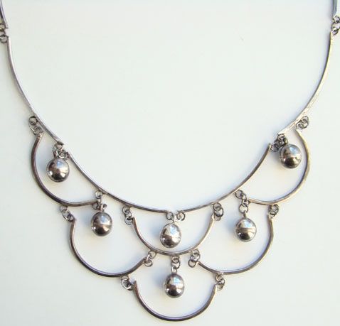 Vintage Taxco Mexico Modernist Choker Necklace Sterling Silver Eagle 3 AMF Vintage Taxco Mexico Modernist Choker Necklace Sterling Silver Eagle 3 AMF