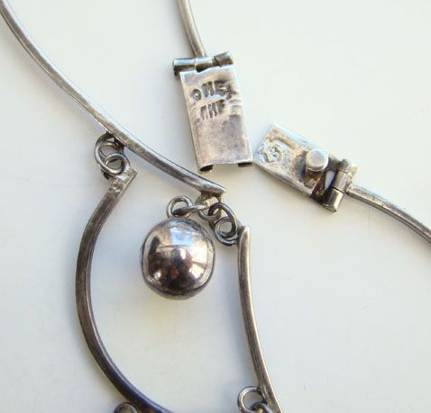 Vintage Taxco Mexico Modernist Choker Necklace Sterling Silver Eagle 3 AMF Vintage Taxco Mexico Modernist Choker Necklace Sterling Silver Eagle 3 AMF