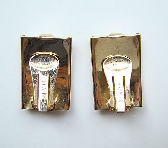 Kramer C1955 Clip Earrings White w/AB Rhinestones Kramer C1955 Clip Earrings White w/AB Rhinestones