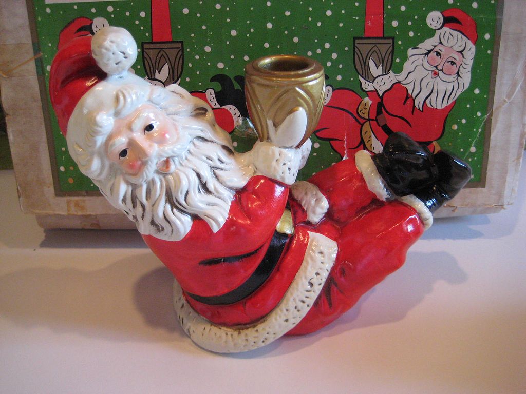 1950's Pair of Santa Claus Candle holders M I N T 1950's Pair of Santa Claus Candle holders M I N T