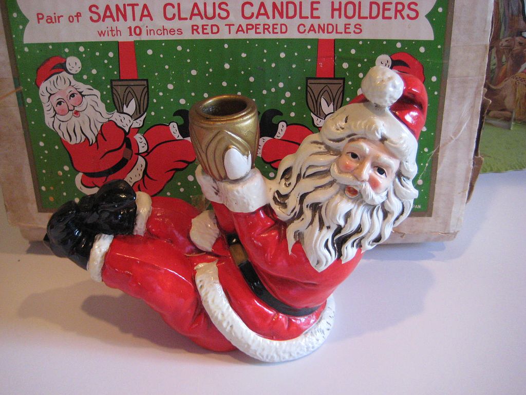 1950's Pair of Santa Claus Candle holders M I N T 1950's Pair of Santa Claus Candle holders M I N T