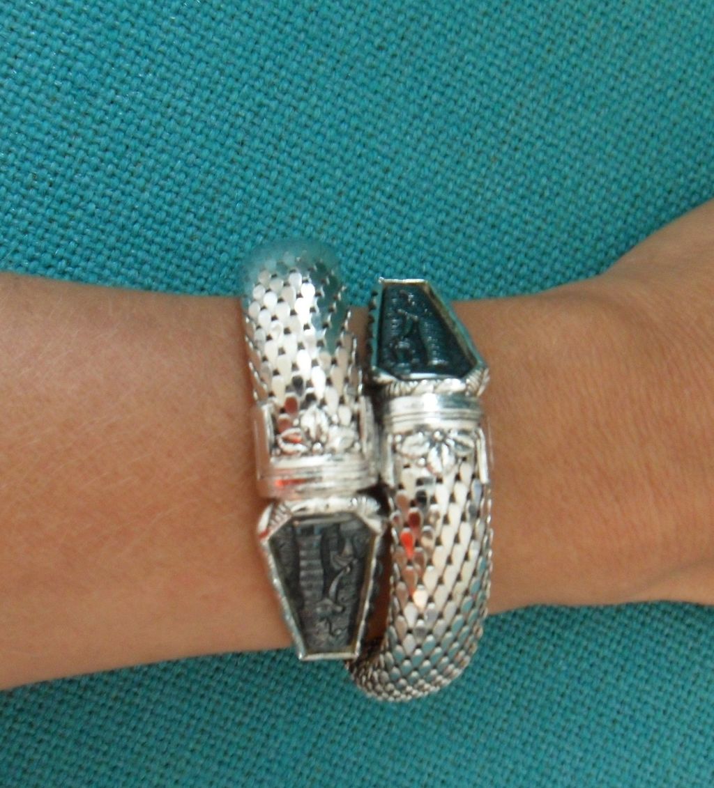 Whiting and Davis Co. Mesh Egyptian Revival Hematite Coil Bracelet Whiting and Davis Co. Mesh Egyptian Revival Hematite Coil Bracelet