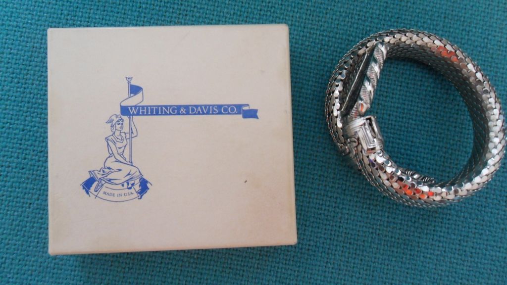 Whiting and Davis Co. Mesh Egyptian Revival Hematite Coil Bracelet Whiting and Davis Co. Mesh Egyptian Revival Hematite Coil Bracelet