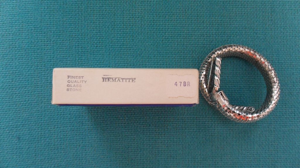 Whiting and Davis Co. Mesh Egyptian Revival Hematite Coil Bracelet Whiting and Davis Co. Mesh Egyptian Revival Hematite Coil Bracelet