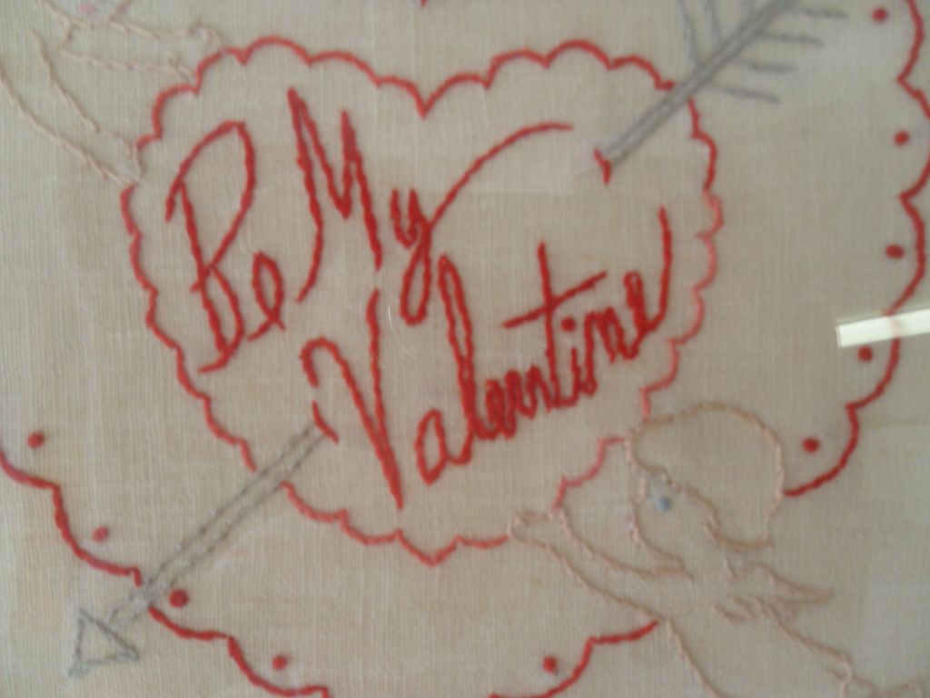 Vintage Hand Stitched "Be My Valentine" Framed Needlework Vintage Hand Stitched "Be My Valentine" Framed Needlework