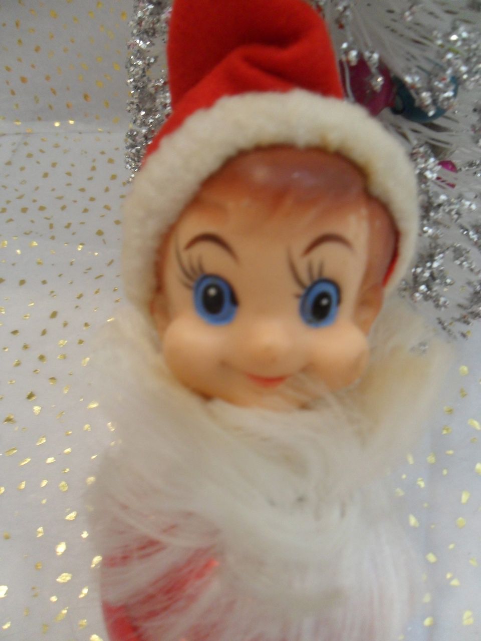 Vintage Christmas Pixie Elf Ornament Red Ball Body Vintage Christmas Pixie Elf Ornament Red Ball Body