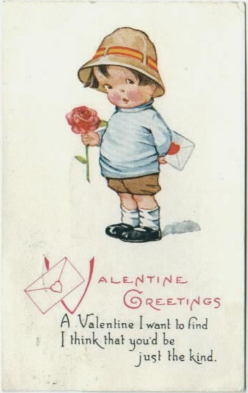 Valentine's Day Postcard Little Boy & Rose Sent to Henderson Sandusky Michigan Valentine's Day Postcard Little Boy & Rose Sent to Henderson Sandusky Michigan
