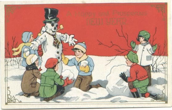 Little Children Build a Good Looking Snowman Postcard Little Children Build a Good Looking Snowman Postcard