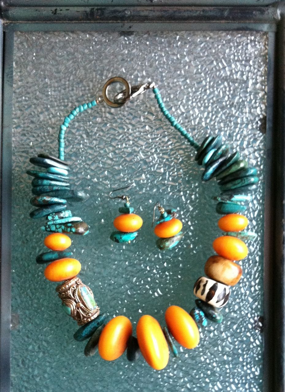 African Amber (Copal) and Turquoise Necklace African Amber (Copal) and Turquoise Necklace