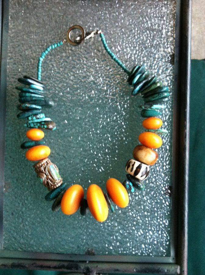 African Amber (Copal) and Turquoise Necklace African Amber (Copal) and Turquoise Necklace