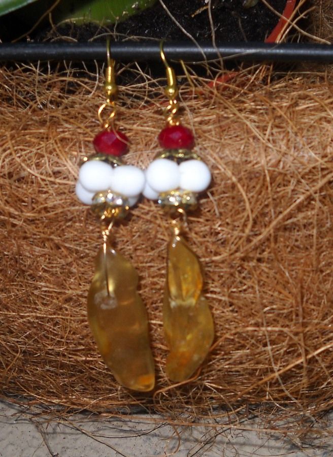Long Honey Colored Amber Earrings Long Honey Colored Amber Earrings
