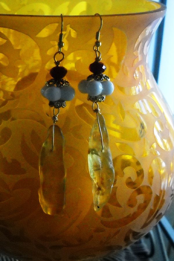 Long Honey Colored Amber Earrings Long Honey Colored Amber Earrings