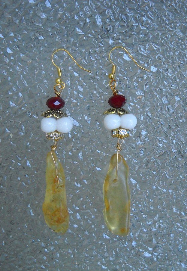 Long Honey Colored Amber Earrings Long Honey Colored Amber Earrings