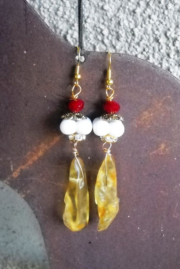 Long Honey Colored Amber Earrings Long Honey Colored Amber Earrings