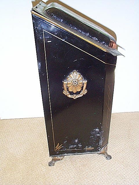 Early 20c. Metal Coal Scuttle with Floral Motif Early 20c. Metal Coal Scuttle with Floral Motif