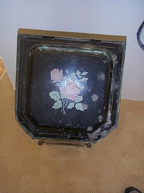 Early 20c. Metal Coal Scuttle with Floral Motif Early 20c. Metal Coal Scuttle with Floral Motif