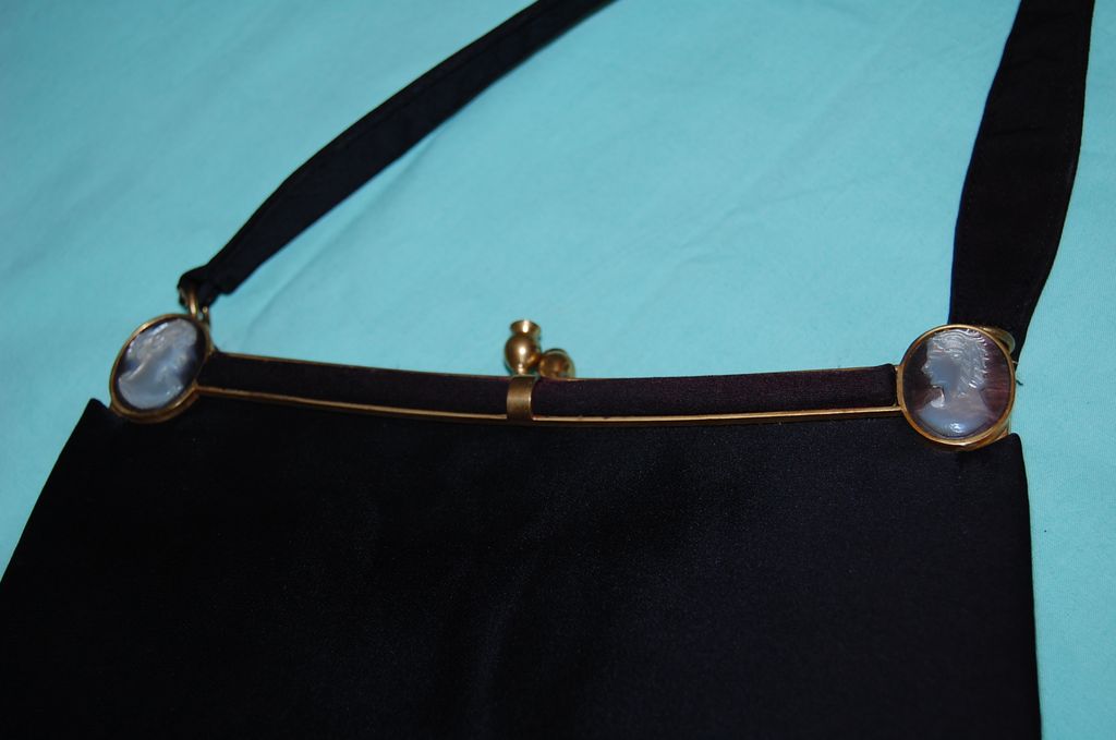 Vintage Rosenfeld Black Satin Ladies Evening Purse Vintage Rosenfeld Black Satin Ladies Evening Purse