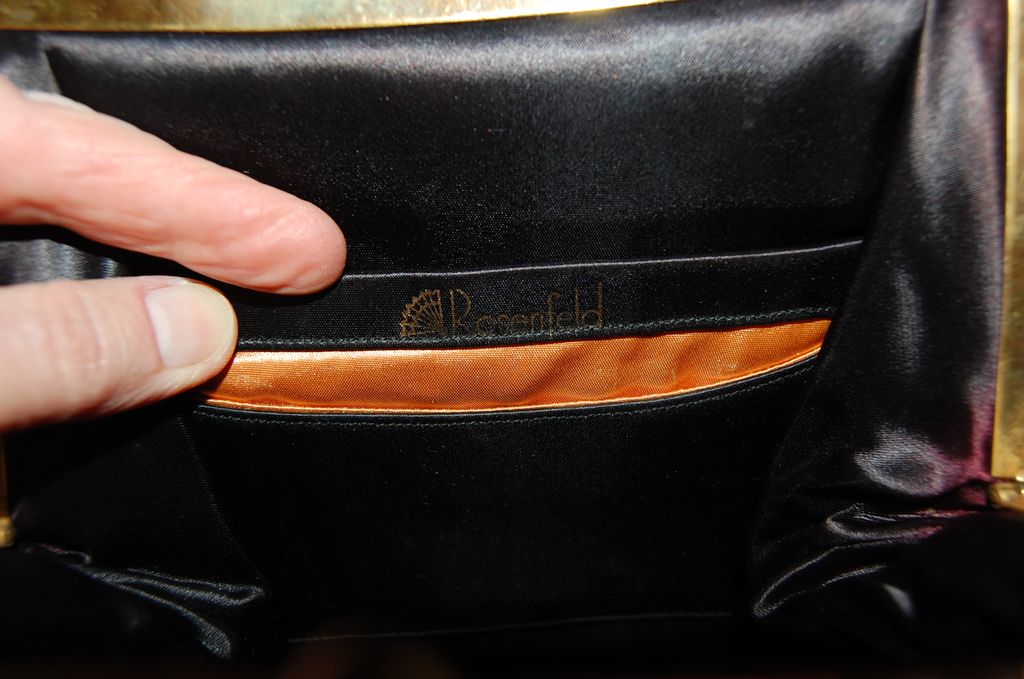 Vintage Rosenfeld Black Satin Ladies Evening Purse Vintage Rosenfeld Black Satin Ladies Evening Purse