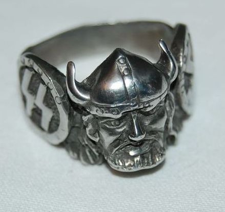 Vintage Silvertone Figural Viking Style Men's Ring Vintage Silvertone Figural Viking Style Men's Ring