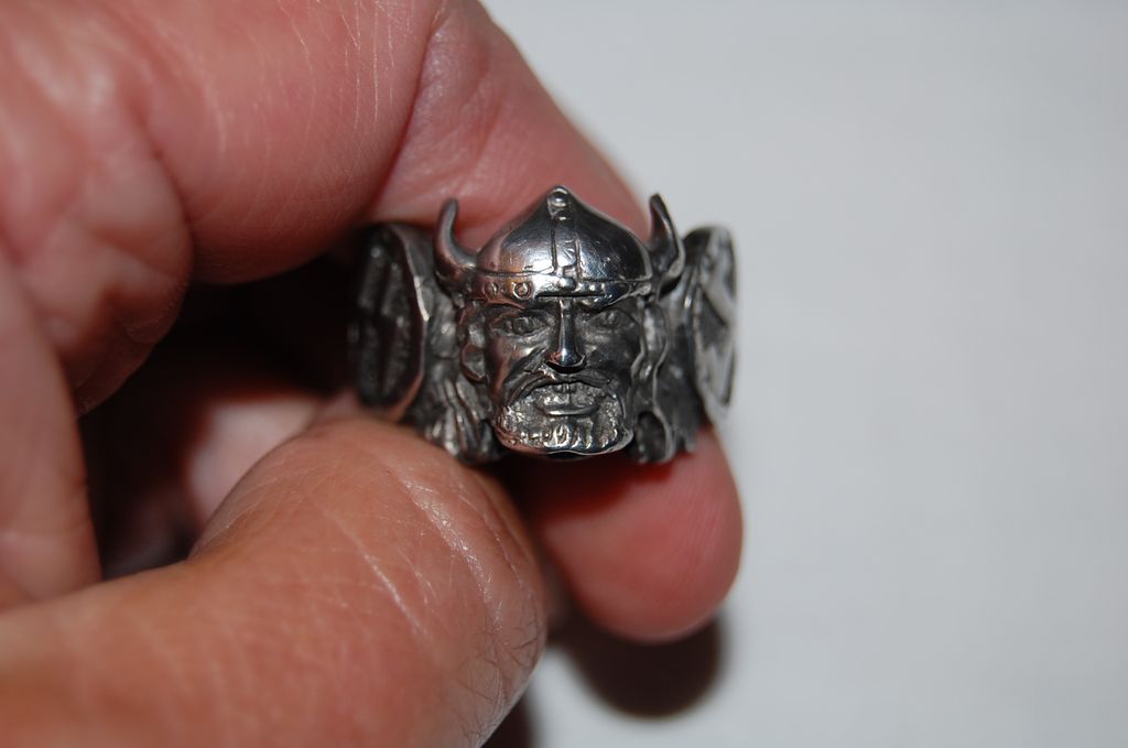 Vintage Silvertone Figural Viking Style Men's Ring Vintage Silvertone Figural Viking Style Men's Ring