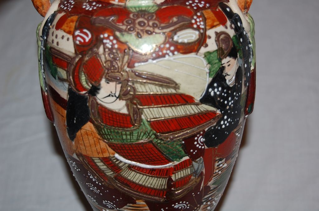 Vintage Hand Painted Satsuma Moriage Pottery Vases Vintage Hand Painted Satsuma Moriage Pottery Vases