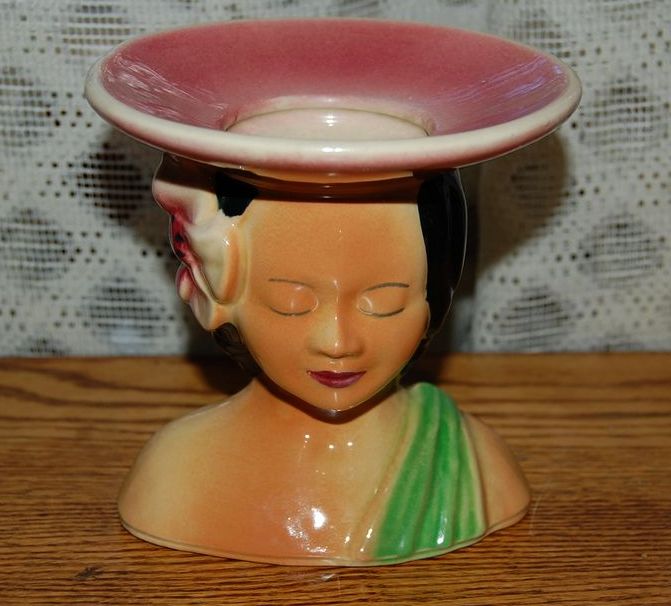 Vintage Shawnee Pottery Polynesian Girl Head Vase Planter Vintage Shawnee Pottery Polynesian Girl Head Vase Planter