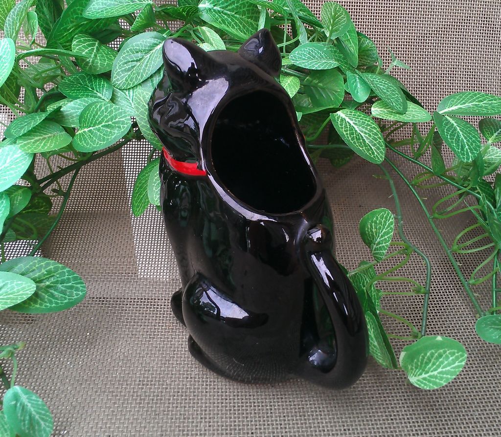 Shafford Redware Black Cat Creamer / Pitcher MIJ Shafford Redware Black Cat Creamer / Pitcher MIJ