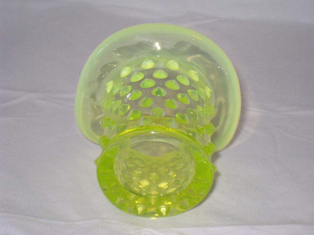 Fenton Yellow Topaz Opalescent Hobnail Glass Top Hat Fenton Yellow Topaz Opalescent Hobnail Glass Top Hat