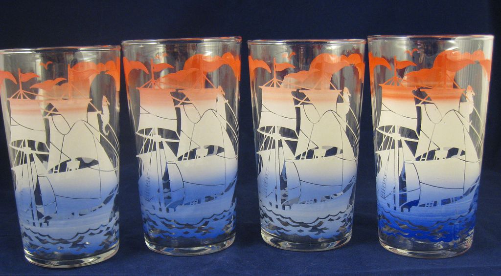 Mermaids & Sailing Ships Swanky Swig Glass set of eight in holder Mermaids & Sailing Ships Swanky Swig Glass set of eight in holder