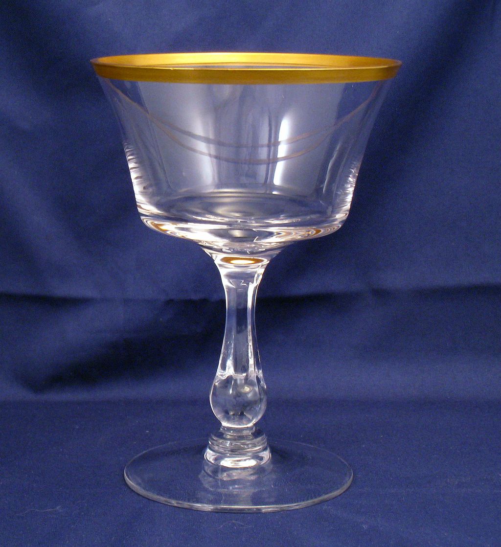 Fostoria Richmond Gold Rim Champagne or Tall Sherbet Goblet - #6097 - several available Fostoria Richmond Gold Rim Champagne or Tall Sherbet Goblet - #6097 - several available