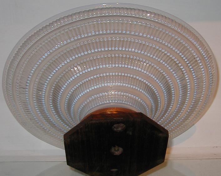 Unusual Art Deco Opalescent Glass Centerpiece Bowl w Macassar & Copper Base Unusual Art Deco Opalescent Glass Centerpiece Bowl w Macassar & Copper Base
