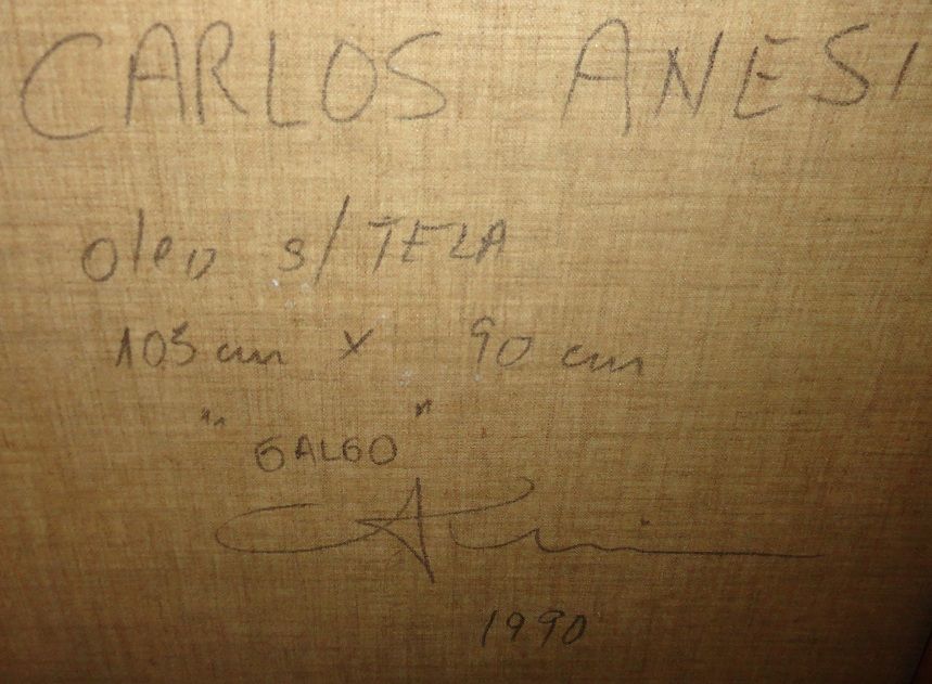 Important Carlos Anesi Painting of a Dog Galgo c.1990 Important Carlos Anesi Painting of a Dog Galgo c.1990
