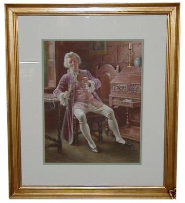 Antique British Watercolor Painting by Lucien Davis Antique British Watercolor Painting by Lucien Davis