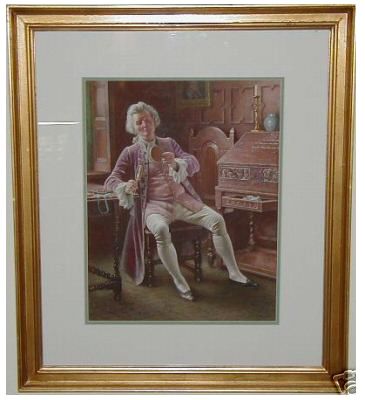 Antique British Watercolor Painting by Lucien Davis Antique British Watercolor Painting by Lucien Davis