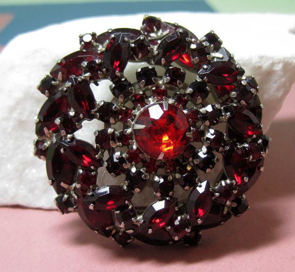 Dimensional Deep Red Rhinestone Pin Dimensional Deep Red Rhinestone Pin