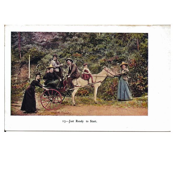 Postcard of Interesting Group of Men, Women & Child Heading off on a Trip Postcard of Interesting Group of Men, Women & Child Heading off on a Trip