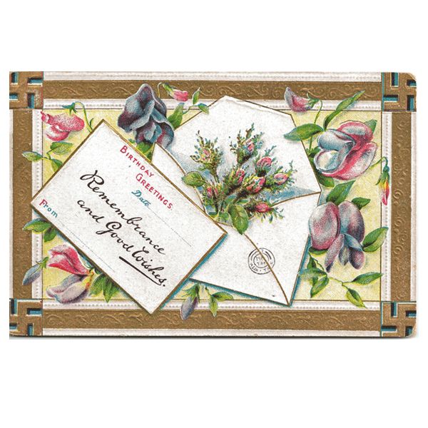 Unique Vintage Postcard with Birthday Greetings Unique Vintage Postcard with Birthday Greetings