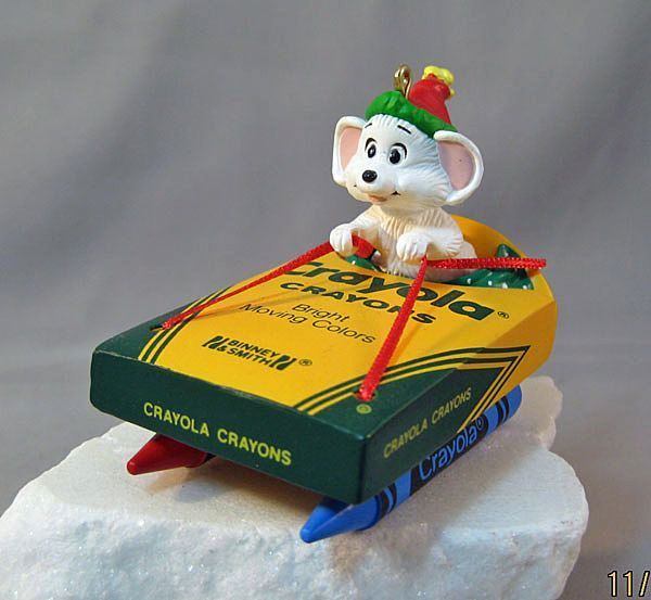 Bright Moving Colors Crayola Crayon Hallmark Ornament with Mouse 1990 #4 in Series Bright Moving Colors Crayola Crayon Hallmark Ornament with Mouse 1990 #4 in Series