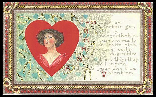 Valentine Post Card with Lovely Lady Valentine Post Card with Lovely Lady