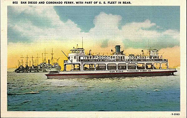 Postcard of San Diego and Coronado Ferry Postcard of San Diego and Coronado Ferry