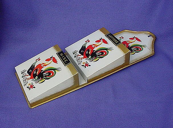 1960's - 70's Tilso Chicken & Rooster Letter Holder 1960's - 70's Tilso Chicken & Rooster Letter Holder