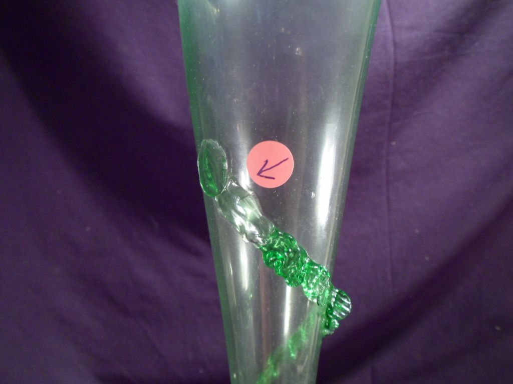 Vaseline Glass Epergne Center Horn, Victorian Vaseline Glass Epergne Center Horn, Victorian