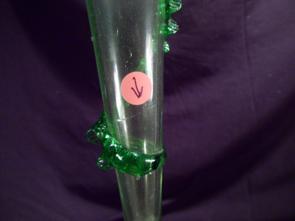 Vaseline Glass Epergne Center Horn, Victorian Vaseline Glass Epergne Center Horn, Victorian