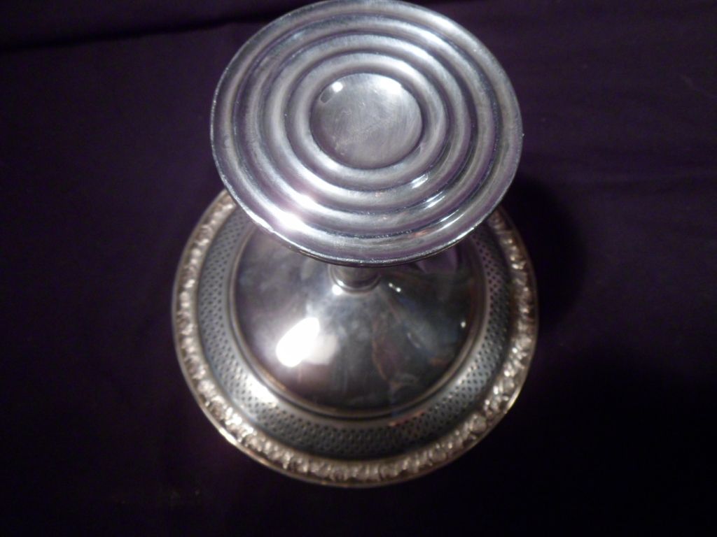 Sterling Silver Marked Woodward and Lathrop Pedestaled Compote, Repousse Rim Sterling Silver Marked Woodward and Lathrop Pedestaled Compote, Repousse Rim
