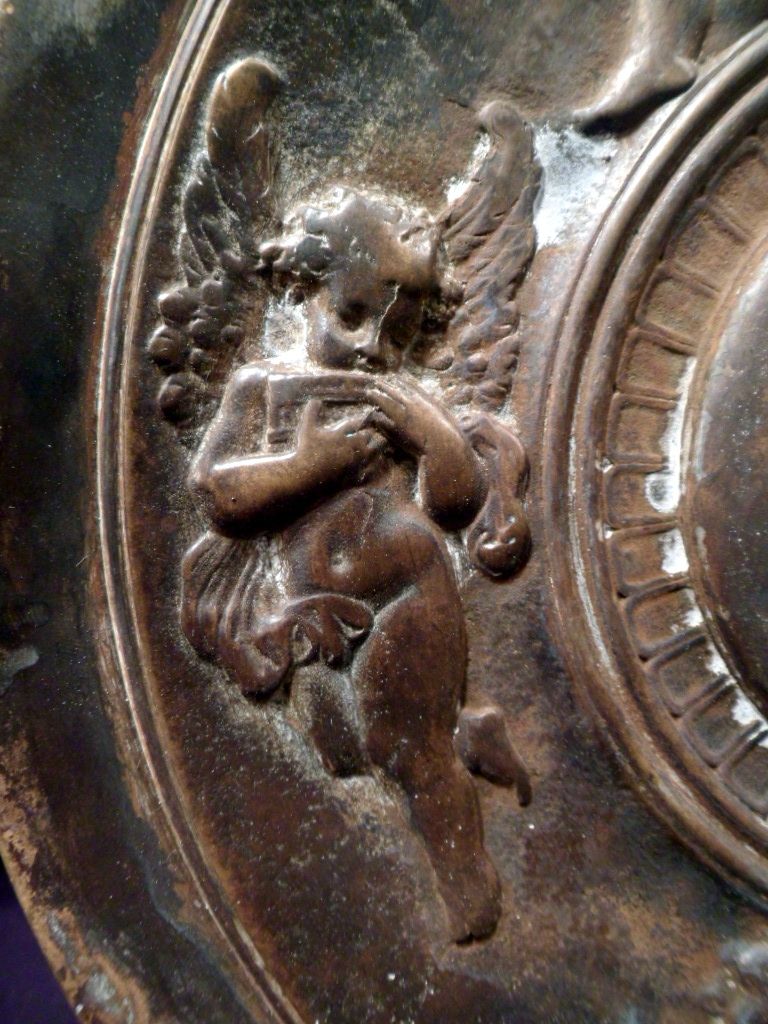 Bronze Plate, Helen of Troy, Cherubs, Musical Instruments, Victorian Classic, Over 3 Lbs Bronze Plate, Helen of Troy, Cherubs, Musical Instruments, Victorian Classic, Over 3 Lbs